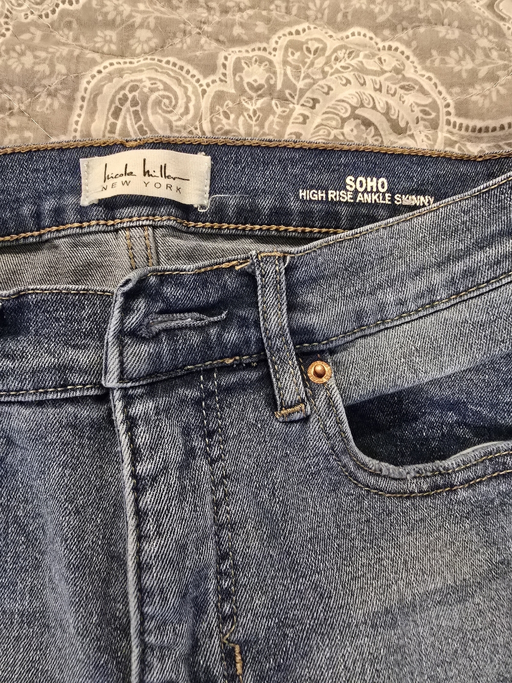 Nicole Miller Soho High-Rise Ankle Skinny Jeans - Denim Blue